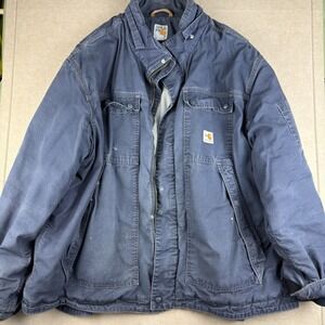 Carhartt FR Full Swing Jacket Men's 3XL Navy Flame Resistant Canvas Work Coat
